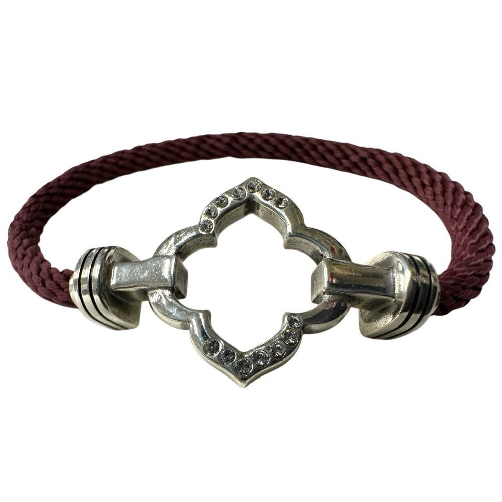 Brighton Burgundy Rope Bracelet with Silver-Tone Clasp & Crystal Accents